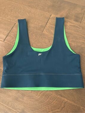 Reversible Scoop Sports Bra in Teal with Lime Lining